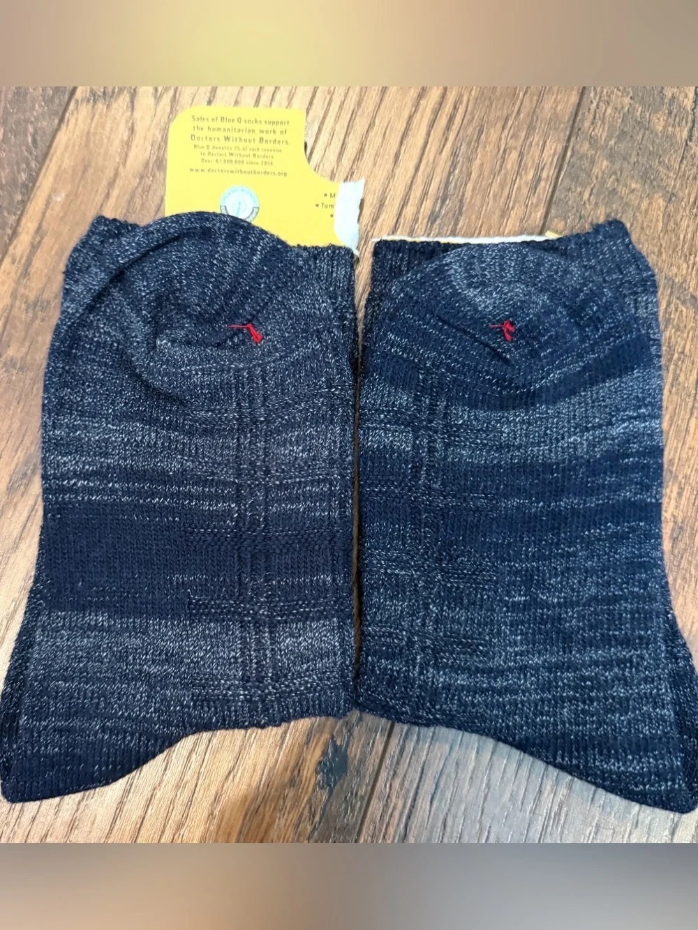 NWT BLUE Q SOCKS, Organically Grown Cotton, “Probably Technically A Genius” S/M